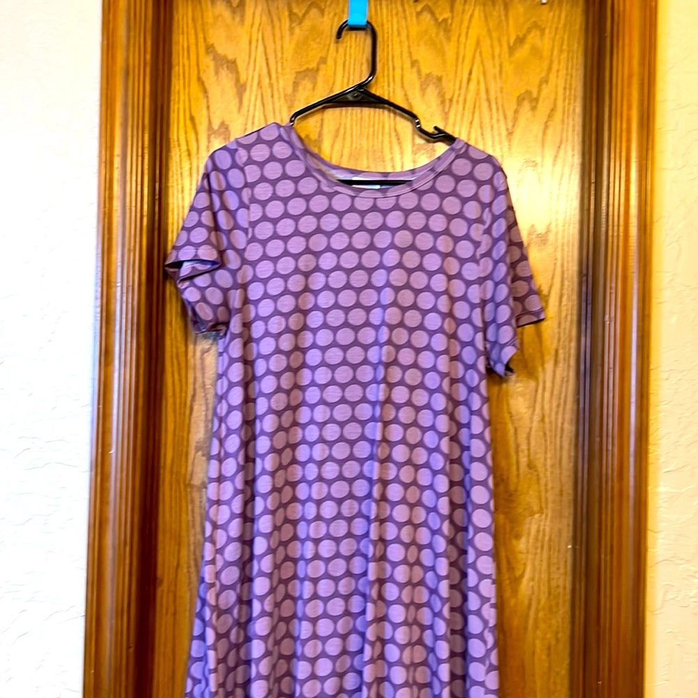 LulaRoe Purple Polka Dot Dress Size L
